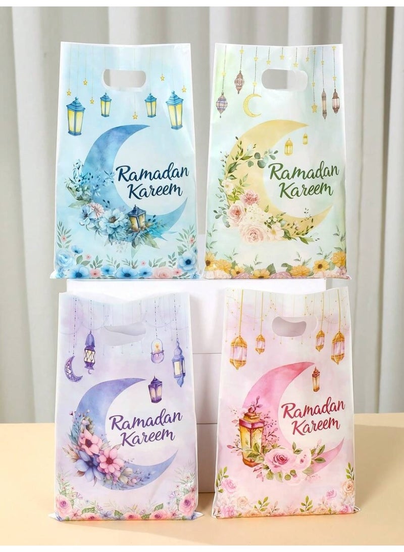 توزيعات رمضان 25 قطعة أكياس هدايا متعددة الألوان بتصميم هلال وعبارة رمضان كريم، مناسبة لتقديم الحلوى وزينة حفلات رمضان والعيد - Image 3